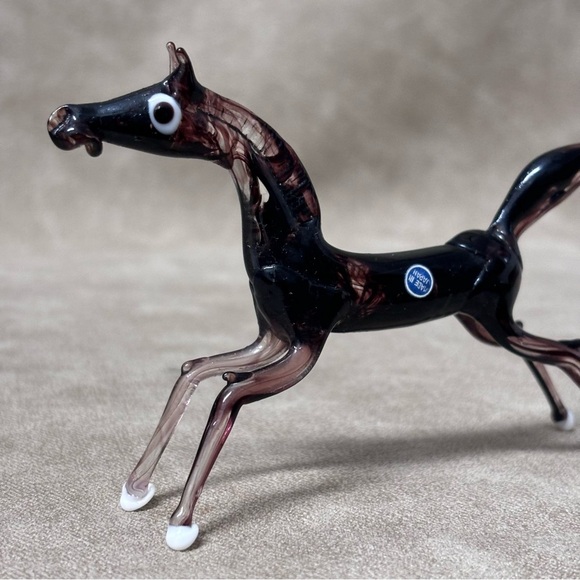 Murano Style Amethyst Glass Horse Figurine - Picture 2 of 7